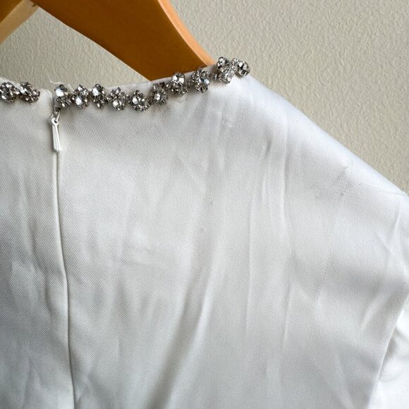 Ieena for Mac Duggal  White Rhinestone Embellished Neckline Shift Dress Size 4 - Picture 11 of 14
